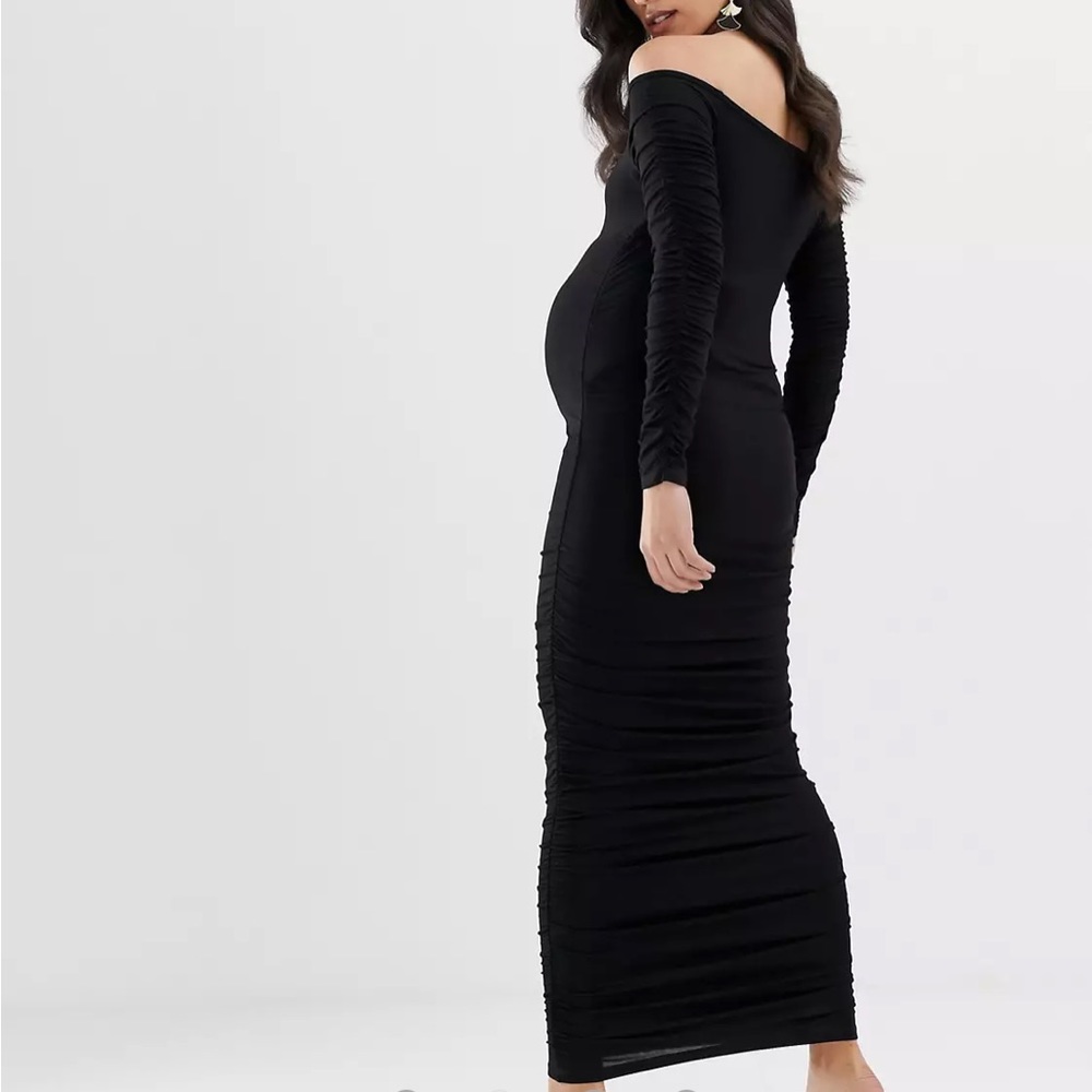 ASOS Maternity Long Sleeve Bodycon Ruched Midi/Maxi - Picture 2 of 2